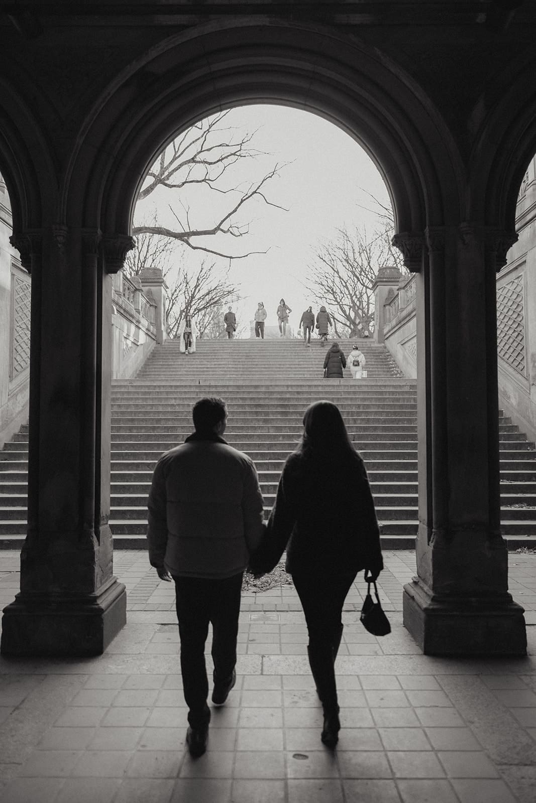 Carlie and Mat leaving the Bethesda Terrace Arcade together