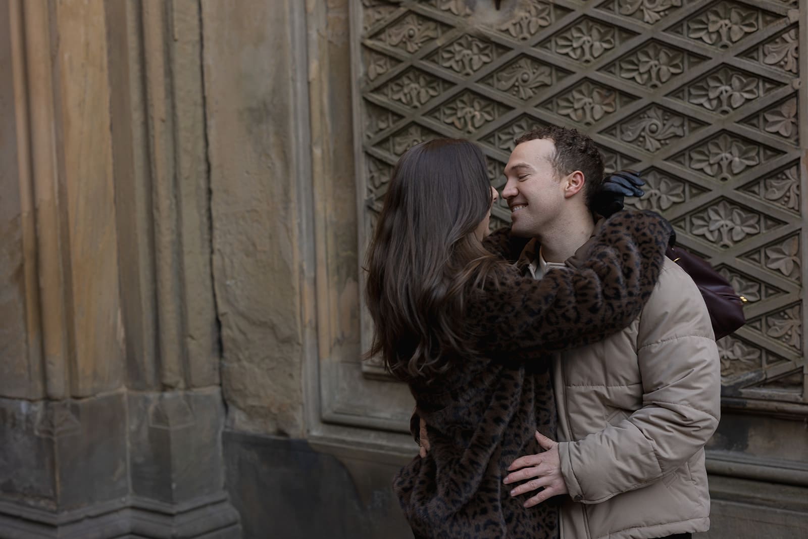 Carlie and Mat together beneath the stone arches of Bethesda Terrace